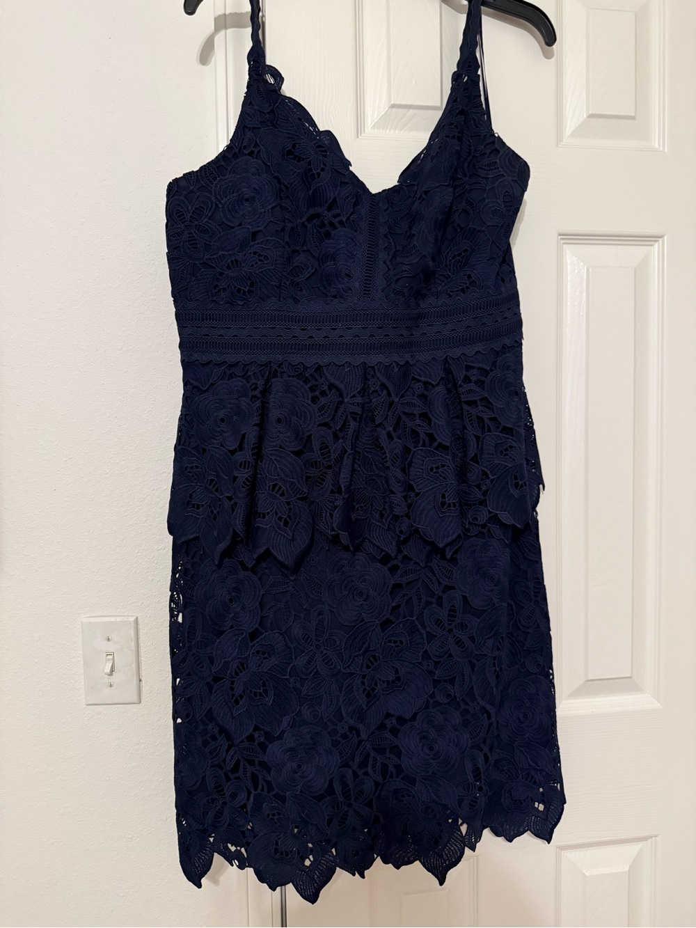 Ted Baker Navy Lace Trim Dress with Gold Zip Detail